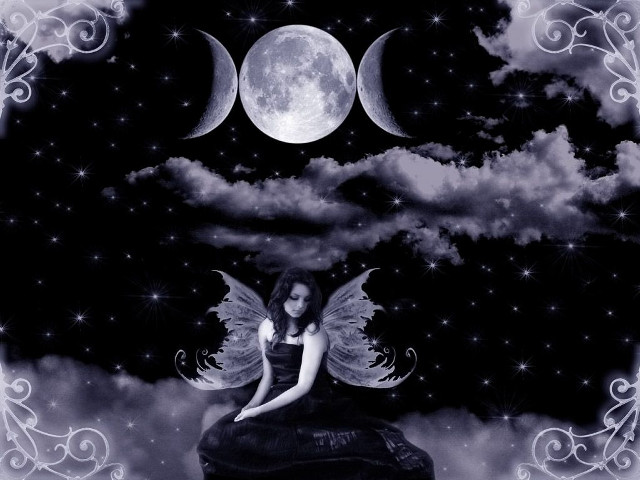 Gothic moon astronaut fireworks angel free wallpaper - medium preview image