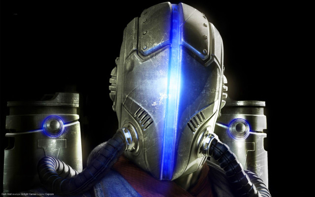 Futuristic man blue light helmet free wallpaper - medium preview image