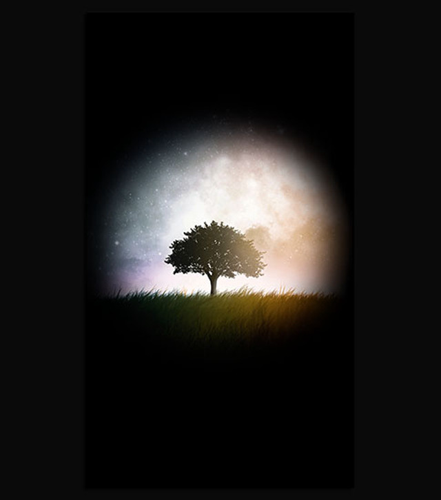 Tree field night moon stars free wallpaper - medium preview image
