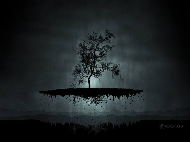 Surreal tree hill moon branch free wallpaper - medium preview image