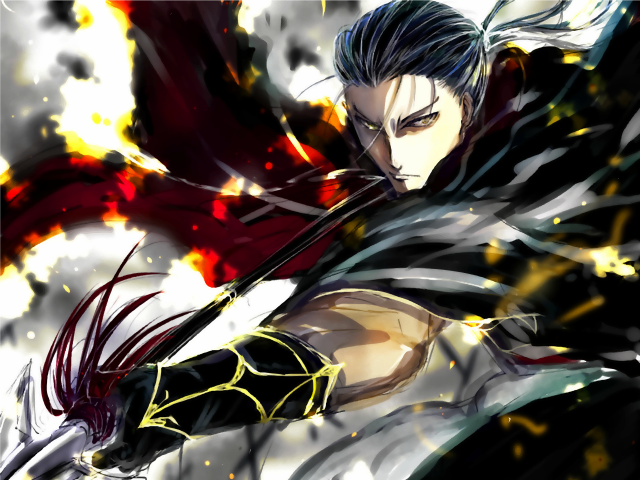 Man sword fire background action free wallpaper - medium preview image