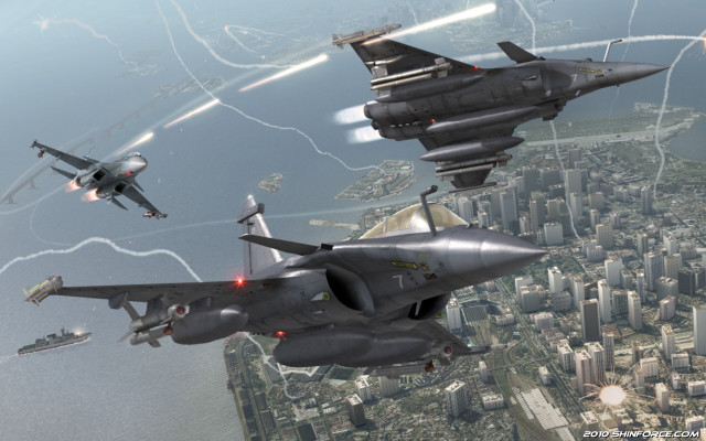 Fighterjets cityskyline jetfighter mattepainting military free wallpaper - medium preview image