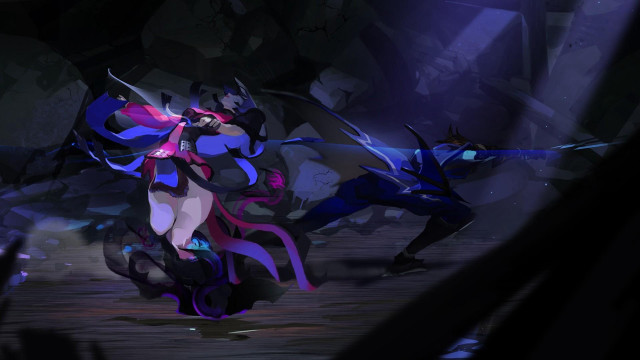 Animated characters dark room purple free wallpaper - medium preview image