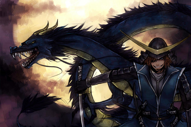 Man helmet armor dragon sword free wallpaper - medium preview image