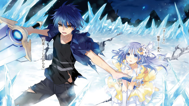 Anime couple snowy ice crystals free wallpaper - medium preview image