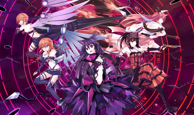 Anime girls purple background stars free wallpaper - medium preview image