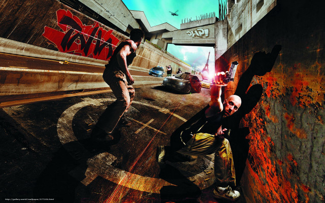 Two men playing game graffiti free wallpaper - medium preview image