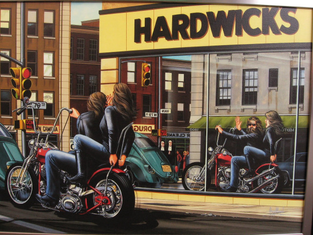 Motorcycles women city scene fantastic free wallpaper - medium preview image