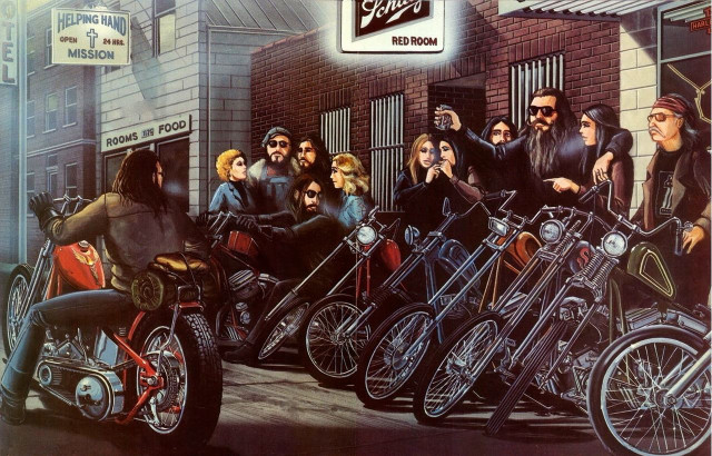 Bikers bar woman motorcycle group free wallpaper - medium preview image