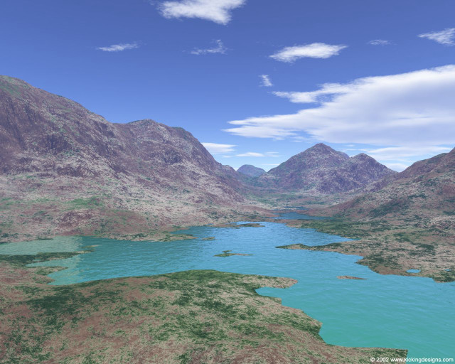 Mountain lake grass blue sky free wallpaper - medium preview image