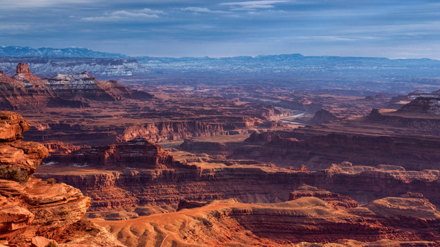 Canyon river mountains distant view free wallpaper - medium preview image