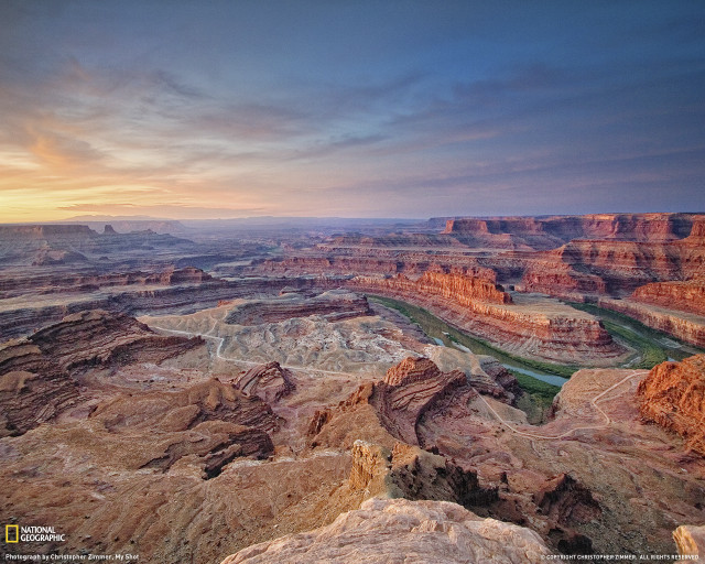 Canyon river sunset clouds view free wallpaper - medium preview image