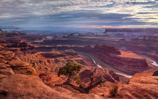 River canyon cloudy sky tree free wallpaper - medium preview image