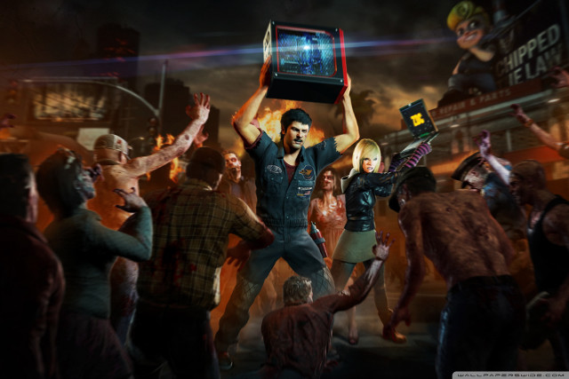 Man holding box zombies city free wallpaper - medium preview image