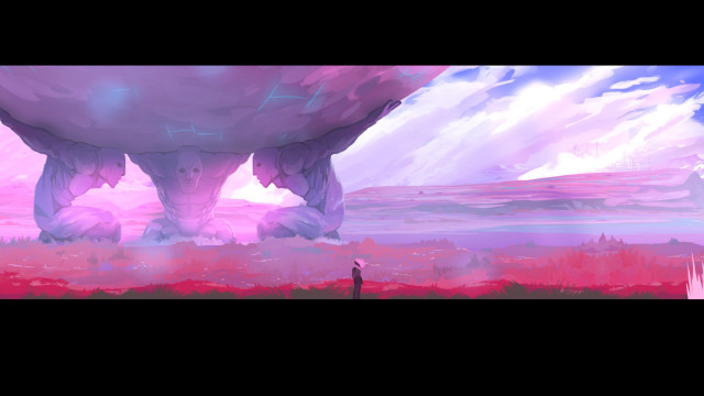 Man field iceberg sky background free wallpaper - medium preview image