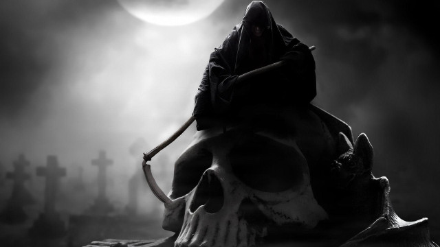 Grim person skull cemetery sculler free wallpaper - medium preview image