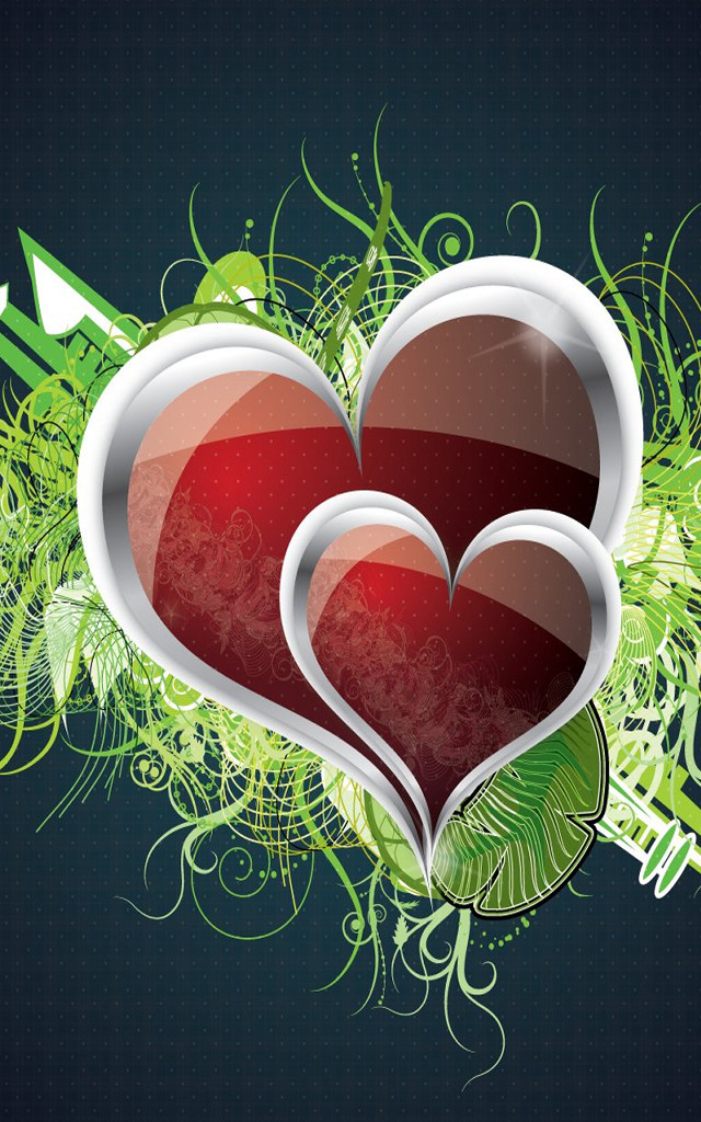 Hearts leaves arrows blue background free wallpaper - medium preview image