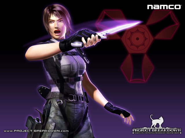 Woman futuristic outfit sword purple free wallpaper - medium preview image