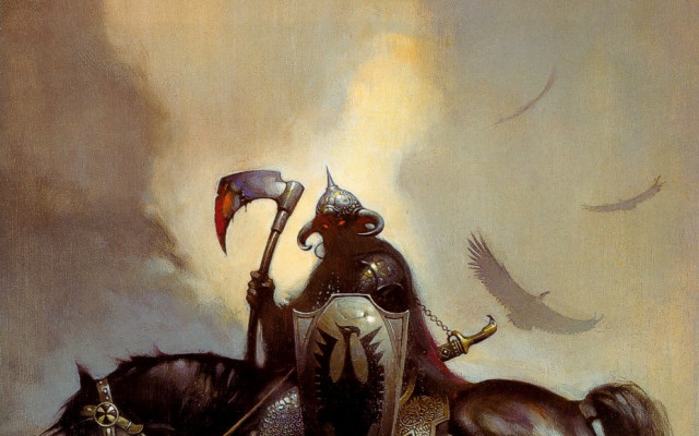 Knight horse hammer bird flying free wallpaper - medium preview image