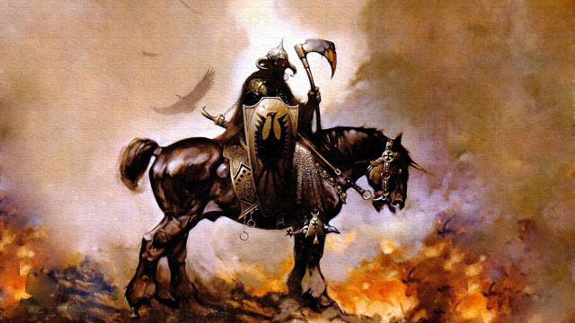 Man horse bird flying painting free wallpaper - medium preview image