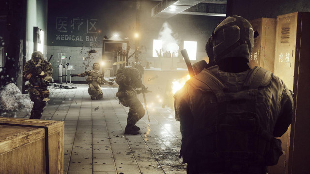 Soldiers building smoke gasmask battle free wallpaper - medium preview image