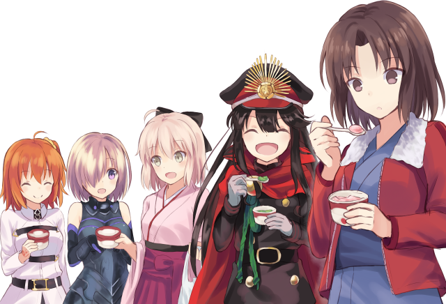 Anime girls group drinks food free wallpaper - medium preview image
