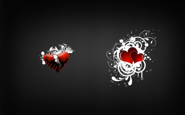 Two hearts floral black background free wallpaper - medium preview image
