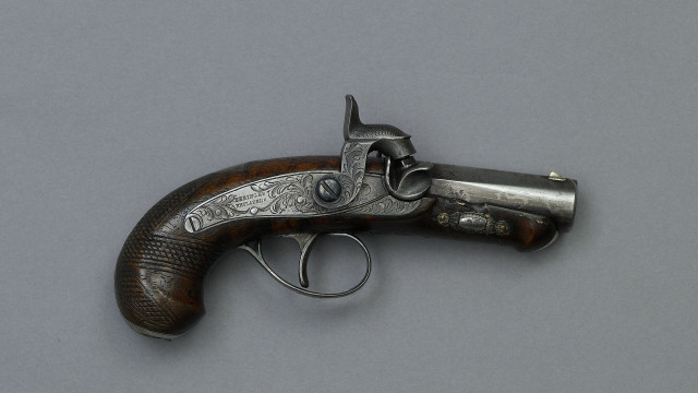 Silver wood revolver black handle free wallpaper - medium preview image