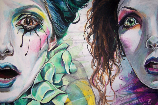 Women green hair makeup art free wallpaper - medium preview image