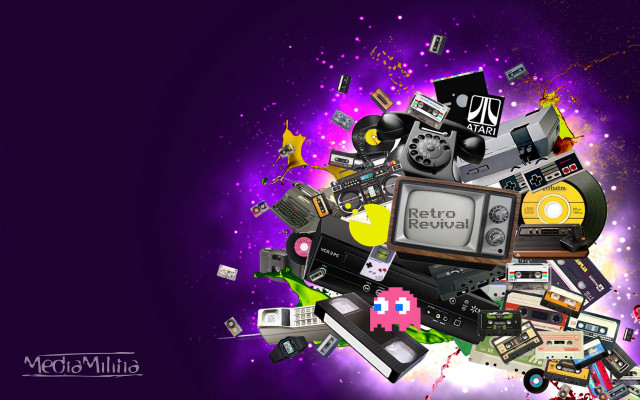 Old electronics tv purple space free wallpaper - medium preview image