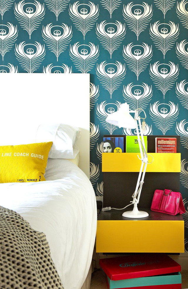 Bedroom peacock pattern artdeco vibrant free wallpaper - medium preview image