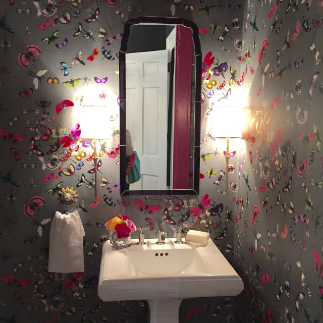 Bathroom sink mirror flower pattern free wallpaper - medium preview image