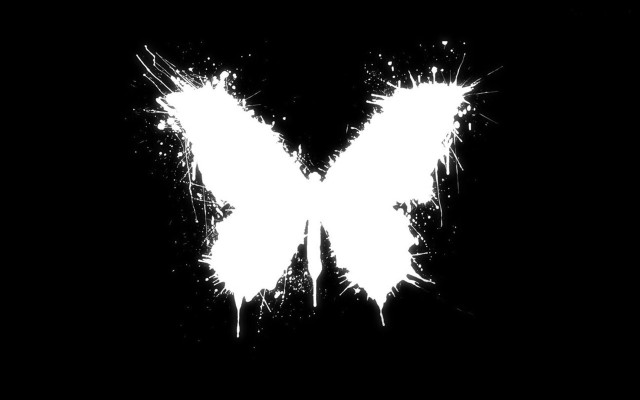 White butterfly black background white #2 free wallpaper - medium preview image