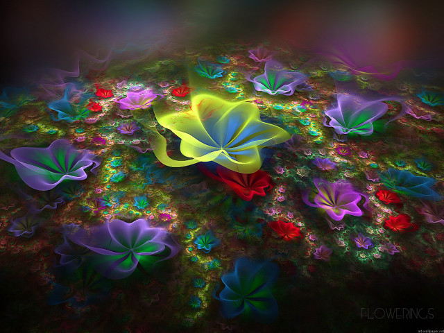 Colorful flower psychedelic butterfly glowing free wallpaper - medium preview image