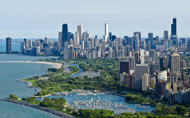 City skyline harbor boats bridge free wallpaper - medium preview image