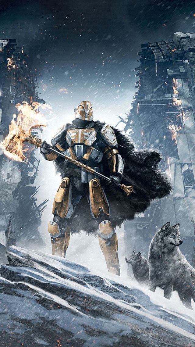 Man armor sword bear snow free wallpaper - medium preview image