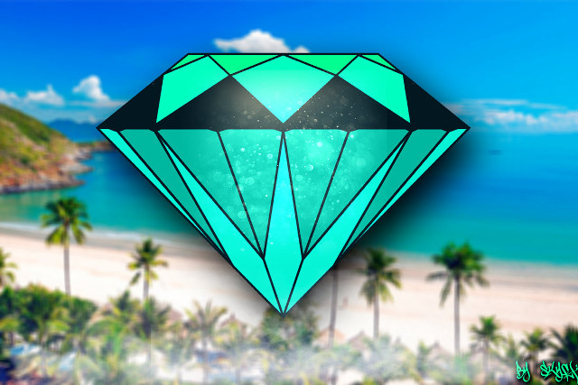 Diamond beach palmtrees bluesky hologram free wallpaper - medium preview image