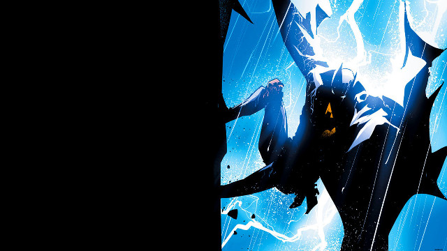 Batman standing rain arms outstretched free wallpaper - medium preview image