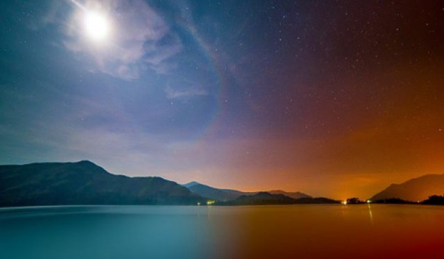 Full moon lake night reflection free wallpaper - medium preview image