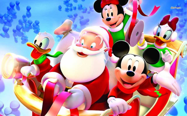 Cartoon characters sleigh Santa Disney free wallpaper - medium preview image