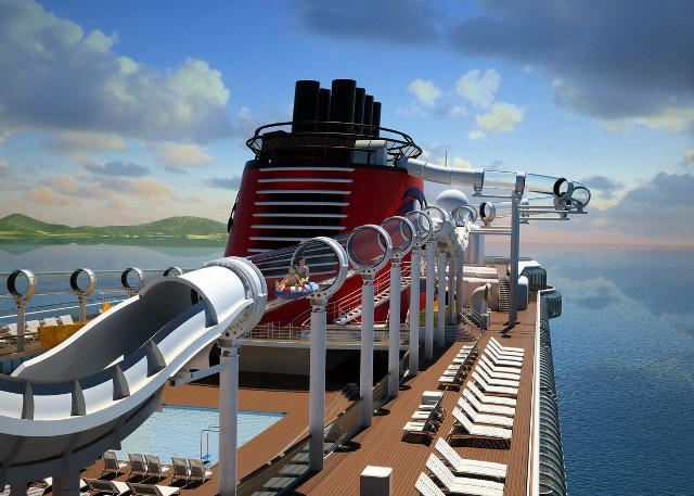 Cruise ship water slide sunset free wallpaper - medium preview image