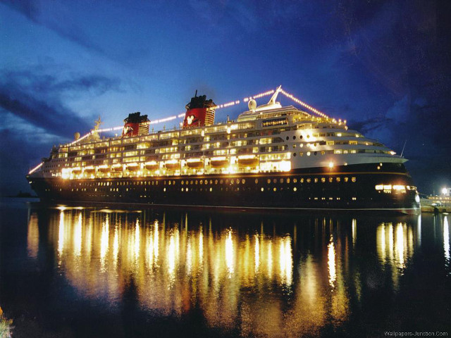 Cruise ship night lights water free wallpaper - medium preview image