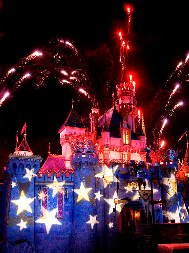 Castle fireworks flag clock tower free wallpaper - medium preview image