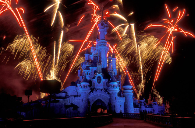 Castle fireworks sky lights background free wallpaper - medium preview image