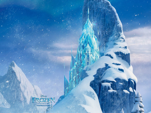 Frozen castle snowy mountain sky free wallpaper - medium preview image