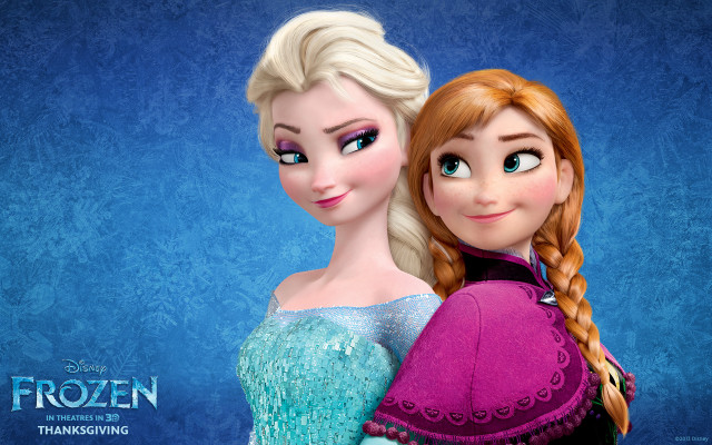 Frozen princesses hugging cartoon blue free wallpaper - medium preview image