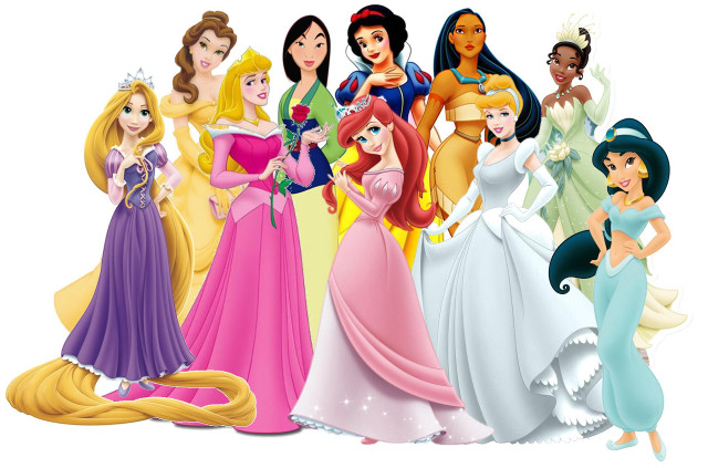 Princesses group dresses flower row free wallpaper - medium preview image