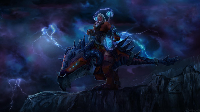 Man horse lightning clouds sky free wallpaper - medium preview image