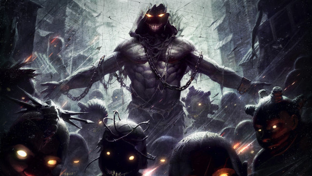 Demonic men dark forest glowing free wallpaper - medium preview image