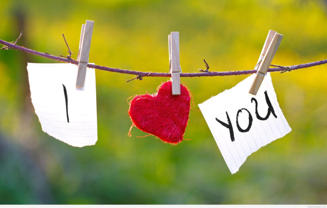 Small hearts clothesline clothespins message free wallpaper - medium preview image
